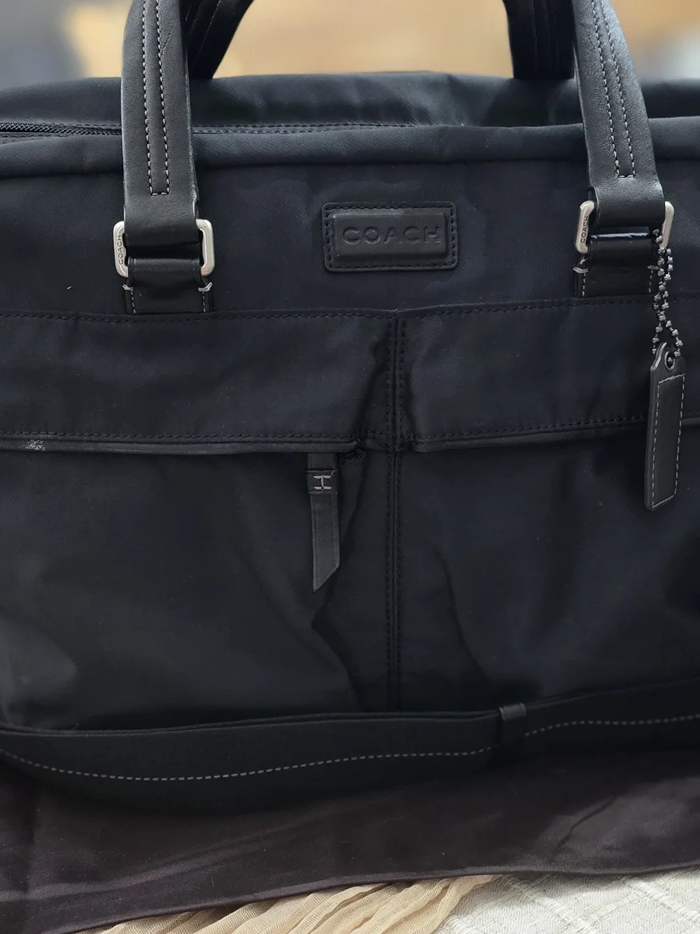 COACH Men's Black Nylon Briefcase Tote